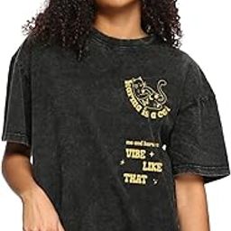 Women's Graphic Print Oversized Fit Half Sleeve Round Neck Cotton T-Shirt_628047_Black_S-picture-10