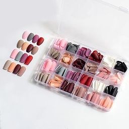 NAILWIND 24 Color Press On Nails Fake Nail 516Pcs, Press on Nail, Artificial Nail Extensions Combo in Multicoloured, Full Cover Glossy Nude False Acrylic Nails for Women Girls-28