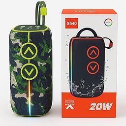 S540 Portable Bluetooth Speaker, 20W, IPX5 Waterproof, 24H Playtime, RGB Light Show, Camouflage-19