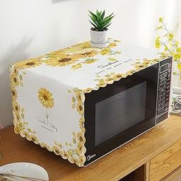 wolpin Microwave Oven Dust Proof Cover Modern Design Kitchen (100 X 35 Cm) Sunflower Blossom, White-19