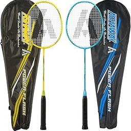 Ashaway Power Flash Badminton Racket Set of 2 | Strung | 85g | 25LBS | Even Balanced | Best for Kids and Adults | Beginner Player (Yellow/Blue)-image-61