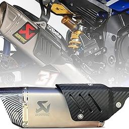 OBEROI'S TRADERS Universal Akrapovic Racing Sports Silencer/Exhaust Muffler Pipe with Carbon Fiber Plate Slip-on Exhaust System for Motorcycle and Scooties (SILVER)-4