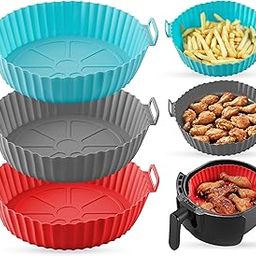 BlueStars 8in Air Fryer Silicone Liners for 3 to 5 QT Air Fryer - Reusable Silicone Pot Bowl, Baking Tray Basket, Cooking Oven Accessories - Not Flammable, Easy to Clean, Oil-proof - Pack of 3-image-18