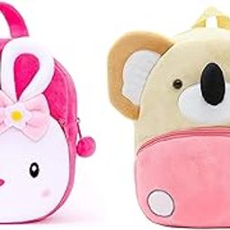 Kids School Bag Soft Plush Backpack Cartoon Bags Mini Travel Bag for for Girls Boys Toddler Baby Konggi Rabbit & Koala-image-11