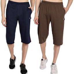 Men's Regular Fit Cotton Blend Capri| Men Three Fourth Combo |3/4th Shorts for Men | men three quarter pant for Running, Gym, Yoga etc. Pack of 2-image-92