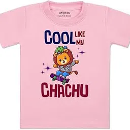 ARVESA Cool Like My Chachu TS-1177 Chachu Baby Tshirt for Kids Boys & Girls Half Sleeves Round Neck Clothes Tshirt for Kids Boys 1 Months to 6 Years Dress-image-1