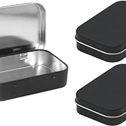 Store2508 3 Pcs Small Rectangular Hinged Tin Box, Small Storage Box, for Pen Drive, Candies, Chocolates, Hair Bands, Gifting, 9.5x6x2.2 Cm (Black)-image-79