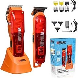 WMARK NG-604KIT Hair Clipper 7000Rpm & 6500Rpm Magnetic Motor USB Charging Cable adapter charging stand 9 Guide Comb Taper Lever Adjustments Clipper T-Cutter 0.1Mm Gapped Trimmer Runtime 240 & 180 Min-36