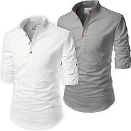 Slim Fit Full Sleeve Cotton Blend Grey Color Kurta for Men Pack of 2-image-28