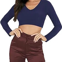 the blazze Women's Cotton Stylish Readymade Stretchable V Neck Long Sleeve Saree Choli Blouses for Women L422-picture-16