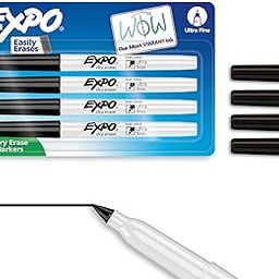 Expo Low Odor Ultra Fine Dry Erase Markers, 4 Black Markers-5