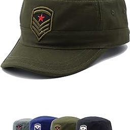 |AZ| Fashionable Solid Color Unisex Fitted Army Military Cadet Cap (Blue)-35