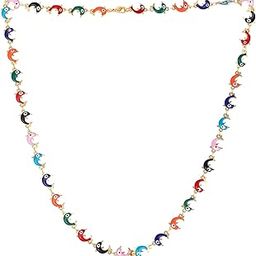 Fashion Jewelry Colorful Dolphin Design Necklace for Women: Gold Plated Dolphin-Themed Enamel Necklace: Colorful Motifs for a Splash of Fun for Girls & Women-OSAK005-IGMC CHAIN-image-53