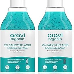 Aravi Organic 2% Salicylic Exfoliating Body Wash | With Niacinamide & Blueberry | Fights Body Acne, Dead Skin & Odor | SLS & Paraben Free | For All Skin Types - Pack of 2 (300 ml Each)-image-68