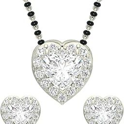 925 Sterling Silver Valentine Mangalsutra Earring Chain Jewellery Set | Platinum Plated, Swiss Zirconia | Gift for Wife-image-47