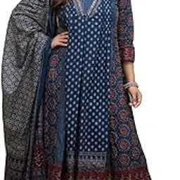 klosia Women Printed Anarkali Kurta and Pant Set with Dupatta-picture-25