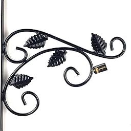 Two Moustaches Designer Leaf Antique Wall Bracket for Bird Feeders & Houses Planters Lanterns for Diya Hangers, Wind Chimes Hanging Baskets Ornaments String Lights, Planter Hangers, Black, Alloy Steel-image-60