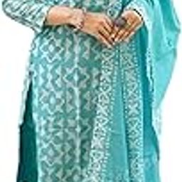 Women's Rayon Viscose Printed Kurta Set with Pant & Dupatta | Ethnic Motif Design | Round Neck | 3/4 Sleeves-image-32