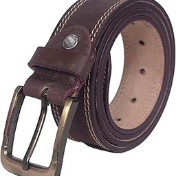Men's Genuine Leather Belt, 3.5 cm Double Stitched, Vintage Brown, Adjustable up to 46 inches-image-83