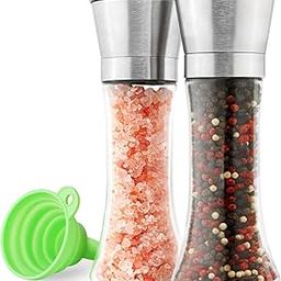 Elvana Beautiful Stainless Steel Salt and Pepper Grinder Set - Two 6 oz Refillable Salt & Pepper Shakers with Adjustable Coarse Mills - Easy Clean Ceramic Grinders-image-82