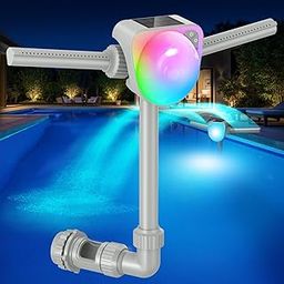 Pool Fountains for Inground Pools with Solar Pool Light Show, 360°Adjustable Above Ground Pool Fountain, Dual Head Pool Sprinkler Fountain Pool Waterfall Fountains Cooler Sprayer for Relaxation & Cool-image-74