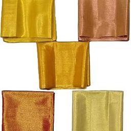 Women's Unstitched Shining Blouse Pieces Dress Material, Pack of 5, 1 Meter Each, Multicolor, Tissue Fabric-image-4