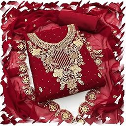 Women's Heavy Designer Embroidered Work Pure Georgette Salwar Suit Dress Material with Heavy Embroidered Dupatta (Unstitched)-image-15