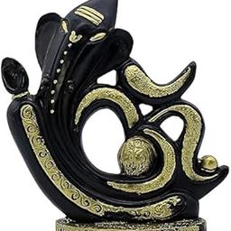 CRAFTELORE Polyresin Decorative Black Ganesha with Om, Black and Gold, Handmade Hindu Idol for Home Temple, Spiritual and Pooja Room Decor-image-73