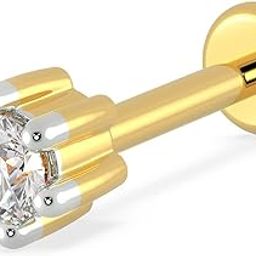 IGI Certified 0.02 Carats Diamonds with VVS Clarity & EF Colour Adorned on 18kt (750) Yellow Gold Nosepin For Women-image-72