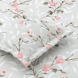 Jaipur Weaves Bedsheet King Size 100% Pure Cotton Bed Sheet with 2 Pillow Covers, 240 TC Premium Bedding Set, Super Soft Cozy (Spring Tulips Grey, Super King)-9