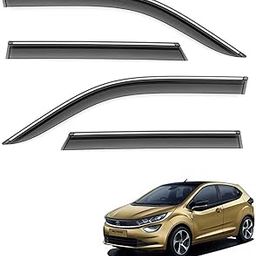 COSMOGEAR Car Compatible Wind Deflectors Rain Guard Door Visor for Tata Altroz (2020 Onwards Model) - Chrome Lined, Polycarbonate, Smoke, Set of 4 Pcs-image-96