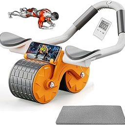 US1984 6D Abs Roller Workout Abdominal Exercise Rollers, Automatic Rebound Abdominal Wheel, Fitness Roller Exercise Wheel Workout Trainer Gym Home Fitness Equipment Roller Arms Back (Orange)-picture-13