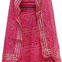Women’s/gir Bandhani Bandhej Print Kota Doria Lehenga Set – Ready-to-Wear with Dupatta & Unstitched Blouse Piece-image-28
