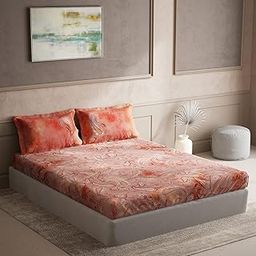 Elara Paisley Cotton Double Bedsheet with 2 Pillow Covers, Red-16