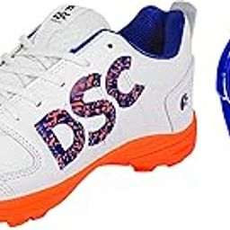 DSC Beamer Cricket Shoes for Men (6 UK, Fluro Orange-White) Attitude Cricket Abdominal Guard Men, Multicolor-image-53