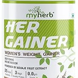 MYHERB Women’s Weight Gainer,Her Gainer With 16 Herbs & Aguaje Fruit,3 High Qaulity Protien,For Weight & Mass Gainer And Muscle Growth For Women (1 kg (Pack of 1), Creamy Vanilla Beans)-image-51