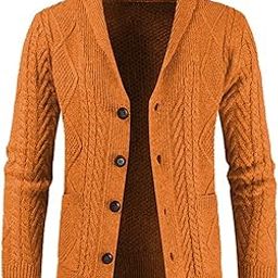 Men's Casual Long Sleeve Shawl Collar Buttons Down Cable Knit Cardigan Sweater with Pockets-image-14