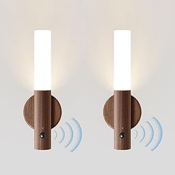 ANKBOY Rechargeable Night Light Motion Sensor Battery Operated Wall Sconces Set of Two Wireless Portable Wall Lights Magnetic for Hallway Bedroom Cabinet, 3000K Warm White-image-67