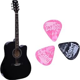 INTERN 41 inches Cutaway Shape Acoustic Guitar with truss rod. Includes plectrums. Premium Wooden durable built, Best tonal stability and bend resistance (Jamming Black)-image-52