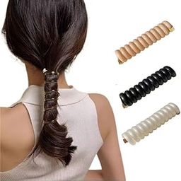 Spiral Hair Ties for Women, No Damage Coil Hair Ties for Girls, 3 pc. Multi Color-image-82