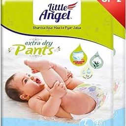 Little Angel Extra Dry Baby Pants Diaper, Large (L) Size, 96 Count, Super Absorbent Core Up to 12 Hrs. Protection, Soft Elastic Waist Grip & Wetness Indicator, Pack of 2, 48 count/pack, 8-14kg-image-27
