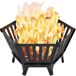 Waaliji 22.5 Inch Portable Plug Fire Pit for Camping, Detachable Outdoor Wood Burning Firepit with Carrying Bag for Outside Patio Heating, Picnic, Bonfire and BBQ, Vertical Hollow Style-image-30