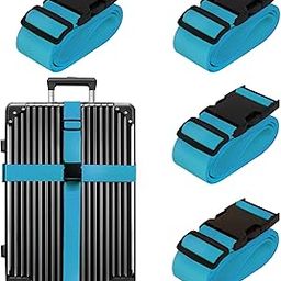 Luggage Straps for Suitcases TSA Approved Travel Belt 8 Pack by Chelmon (Sky Blue)-52