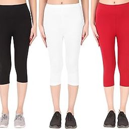 100% Pure Cotton Lycra Capri for Women |Women 3/4th Cotton Plain Capri-image-93