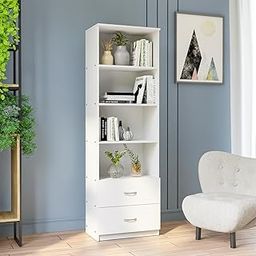 Neudot Tolstoy Display Unit | Engineered Wood | Bookshelf | Organiser | Kitchen | Office | Living Room | 12 Month Warranty | White Finish-image-7