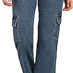 Womens Mid Rise Denim Boyfriend Fit Cargo Jeans-image-12
