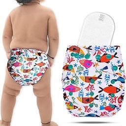 Bembika A Plus Printed Cloth Diaper With 3-Layer Micro Fiber inserts for Babies Washable & Reusable Cloth Nappies For Baby Leakproof And Wetfree Adjustable Cloth Diapers -(BE2732)-image-0