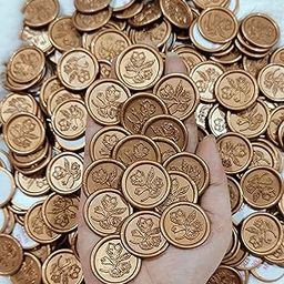 25mm (25 pieces) self adhesive wax seals, wax seal stickers for wedding invitation cards, greeting cards, gift packing, etc. (Flower Design (Antique Gold))-22