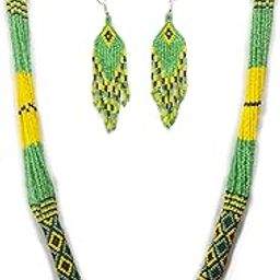 Beaded Bohemian Gypsy Non Precious Metal Alloy Crystal Tribal American style Ukrainian Layered seed bead Multi strand Vintage Designer Native indian Necklace for women-image-1