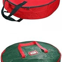 HEAVENGLOW Wreath Storage Bag Christmas Ornament Garland Container Green+Red-image-10
